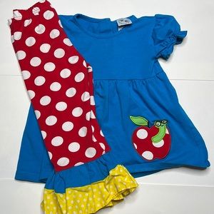 Smock monkey size 3 back to school appliqué set
